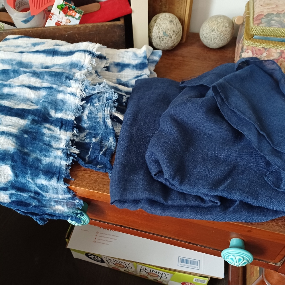 Two blue scarfs